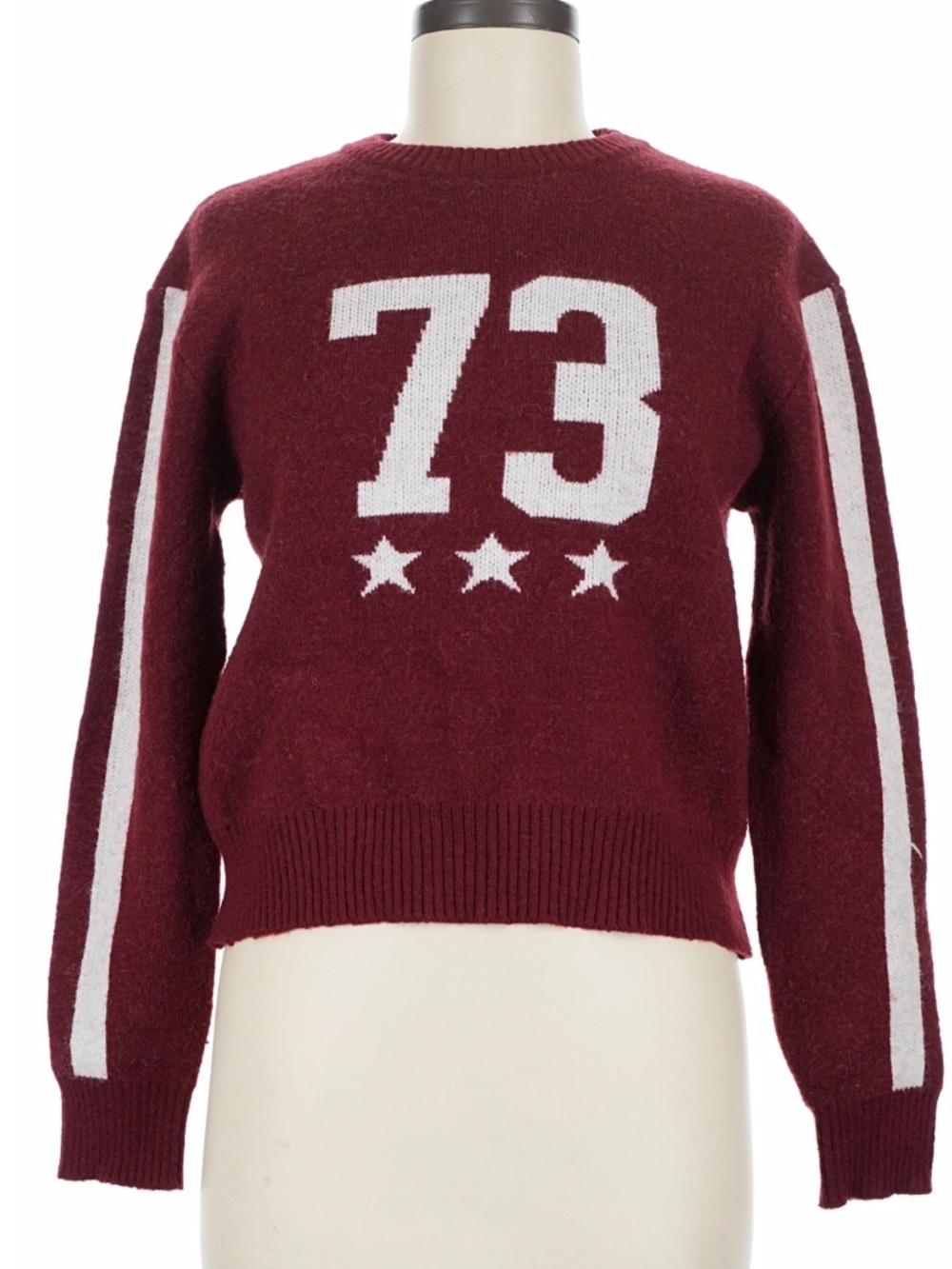 Vintage Y2K era, burgundy varsity crewneck sweater from Arden B.
